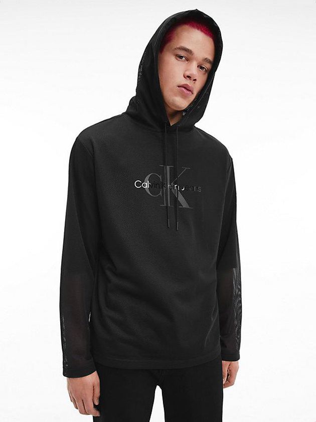 Calvin Klein USA Double Layer Mesh Mens Hoodie Black 5248971-XV